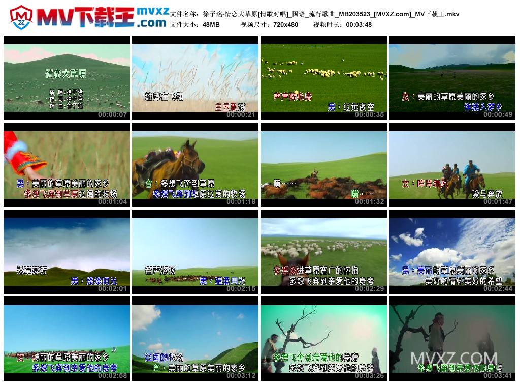 徐子洺-情恋大草原[情歌对唱]_国语_流行歌曲_MB203523